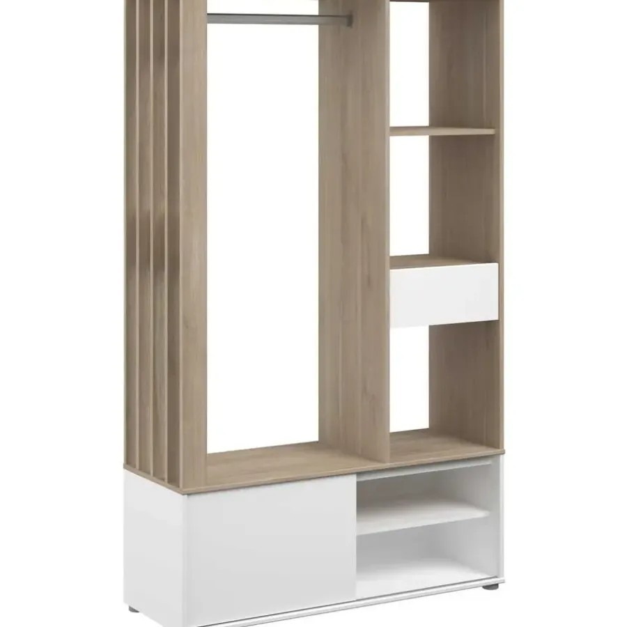 Kledingopbergers|Kledingrekken-Parisot Garderobe Ghislain 1 deur & 1 lade - Japanse eik/wit