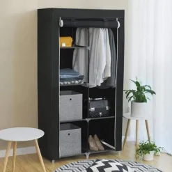 Parya Home Garderobekast XL - Kledingkast - Opvouwbare Garderobekast Zwart -170x88x45