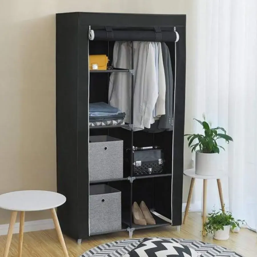 Parya Home Garderobekast XL - Kledingkast - Opvouwbare Garderobekast Zwart -170x88x45