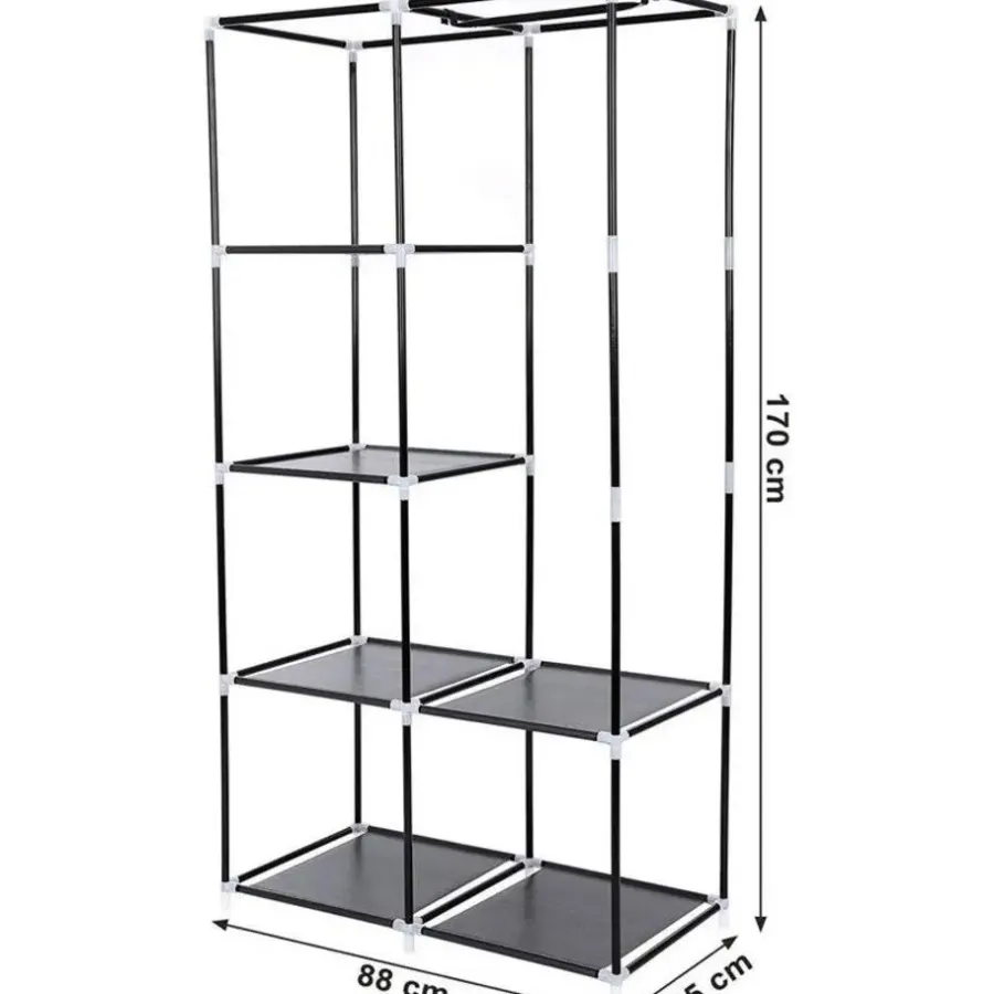 Parya Home Garderobekast XL - Kledingkast - Opvouwbare Garderobekast Zwart -170x88x45