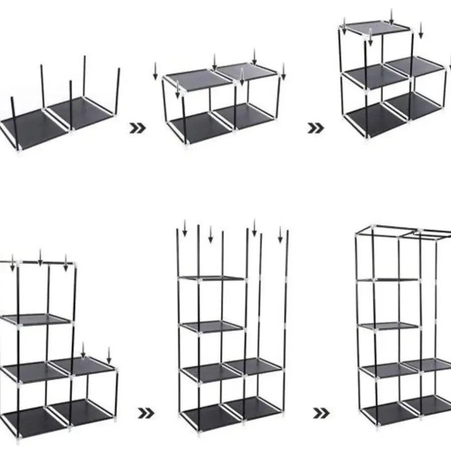Parya Home Garderobekast XL - Kledingkast - Opvouwbare Garderobekast Zwart -170x88x45