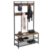 Merkloos Garderoberek XL - industriële look - 12 haken - 100x186x40 cm - vintage bruin