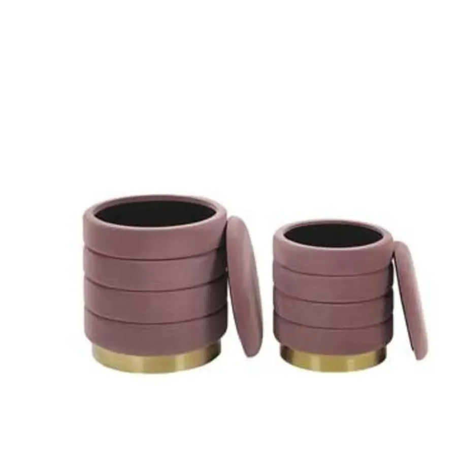 Beliani GARLAND - Poef - Roze - 40/33 cm - Fluweel