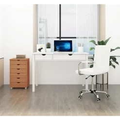 Bureaus-Loft24 Gava - Bureau met 2 laden in grenen wit