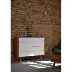 Leen Bakker Gazzda Ena Drawer Eikenhouten Ladekast - Naturel / Wit