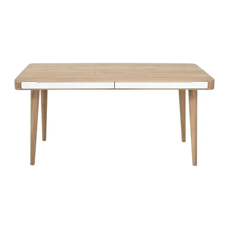 Houten Eettafels-Leen Bakker Gazzda Ena Table Eikenhouten Eettafel 160 x 90 cm - Whitewash