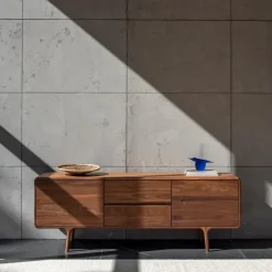Leen Bakker Gazzda Fawn Sideboard Houten Dressoir Walnut - 180 x 45 cm