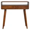 Sidetables-Artisan Furniture Gebogen Kastanje Sidetable met Open Sleuf