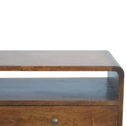 Sidetables-Artisan Furniture Gebogen Kastanje Sidetable met Open Sleuf