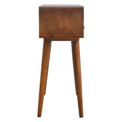 Sidetables-Artisan Furniture Gebogen Kastanje Sidetable met Open Sleuf