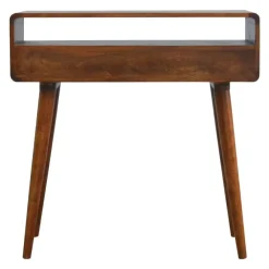 Sidetables-Artisan Furniture Gebogen Kastanje Sidetable met Open Sleuf