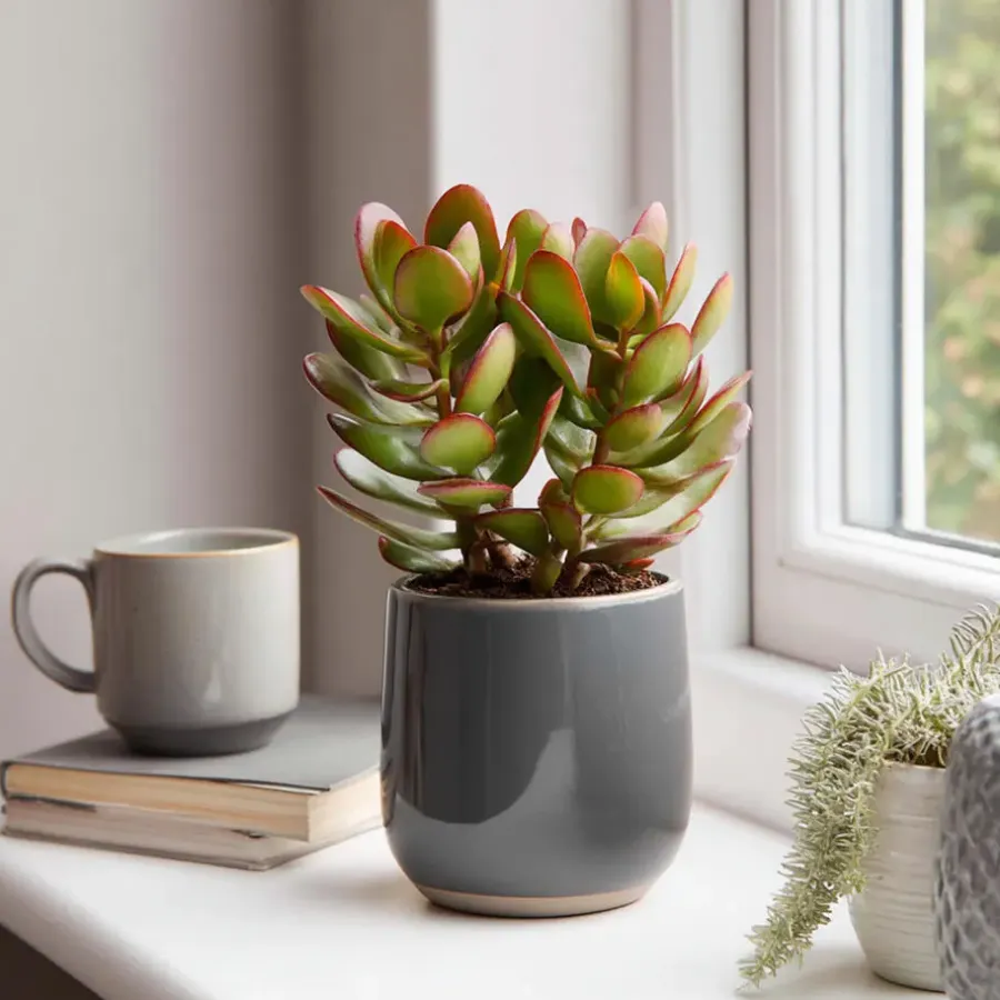 Kamerplanten-Plant in a Box Geldboom - Crassula ovata 'Sunset' - Hoogte 15-20cm - ⌀12cm