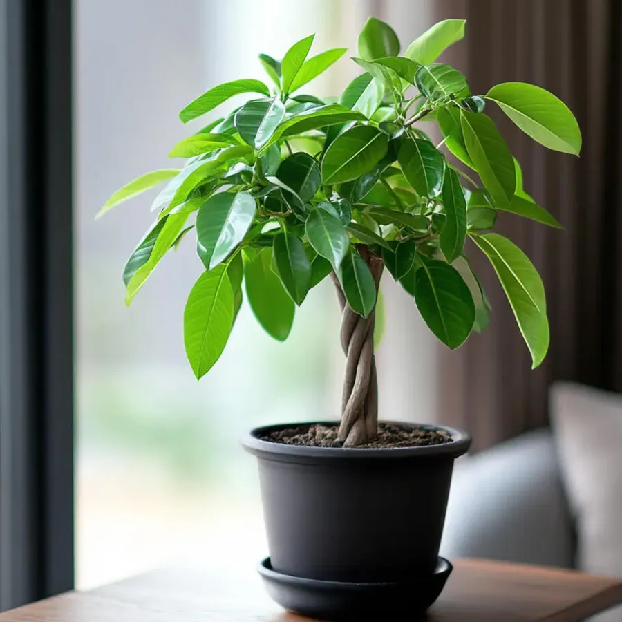 Kamerplanten-Plant in a Box Geldboom met voeding - Set van 2 - Pachira aquatica - Hoogte 60-70cm - ⌀17cm