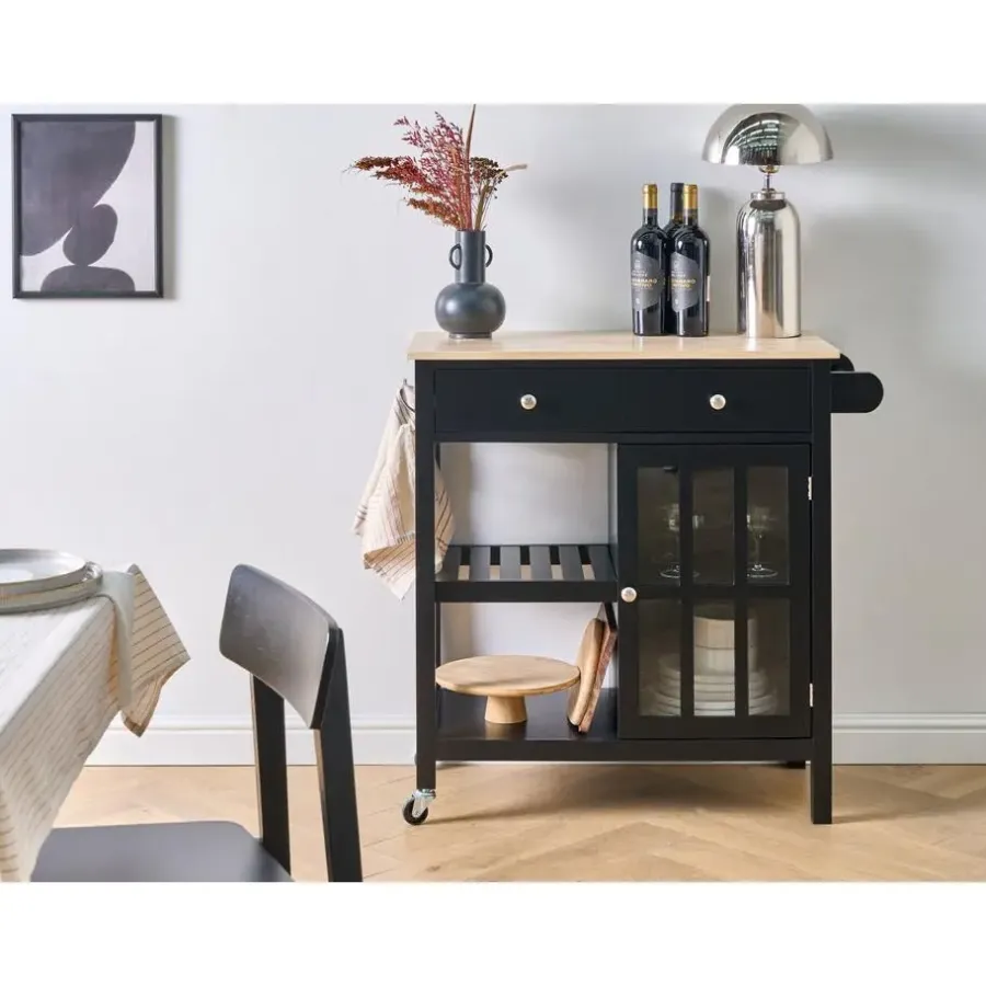 Leen Bakker GENOA - Keukentrolley - Zwart - MDF