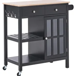 Leen Bakker GENOA - Keukentrolley - Zwart - MDF