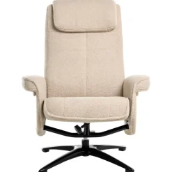 Leen Bakker GERAS - Relaxfauteuil met voetenbank - Beige - Bouclé