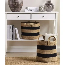 Opbergmanden-Beliani GEREDE - Mand set van 2 - Beige - Jute