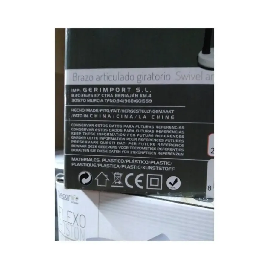 Bureaulampen|Bureaulampen-Gerimport Bureaulamp - wit - metaal - verstelbaar - 16 x 30 cm