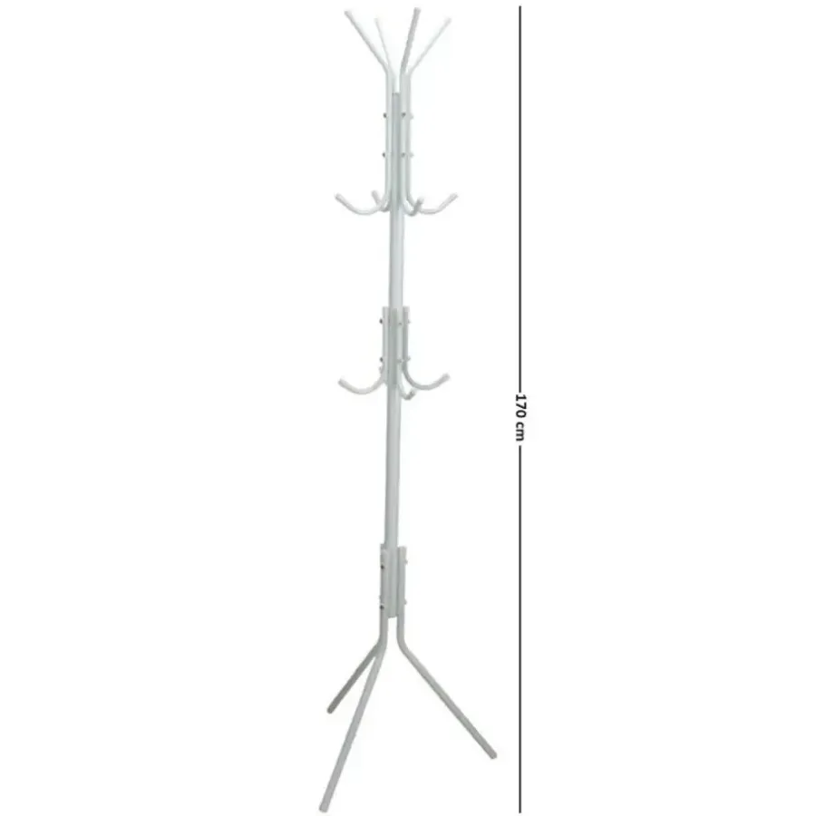 Kapstokken-Gerimport Kapstok - wit - metaal - staand - 12 haken - 170 cm