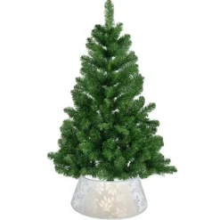 Kerstdecoratie-Gerimport Kerstboomrok - zilver - D36 - voor kerstboom 120-150 cm