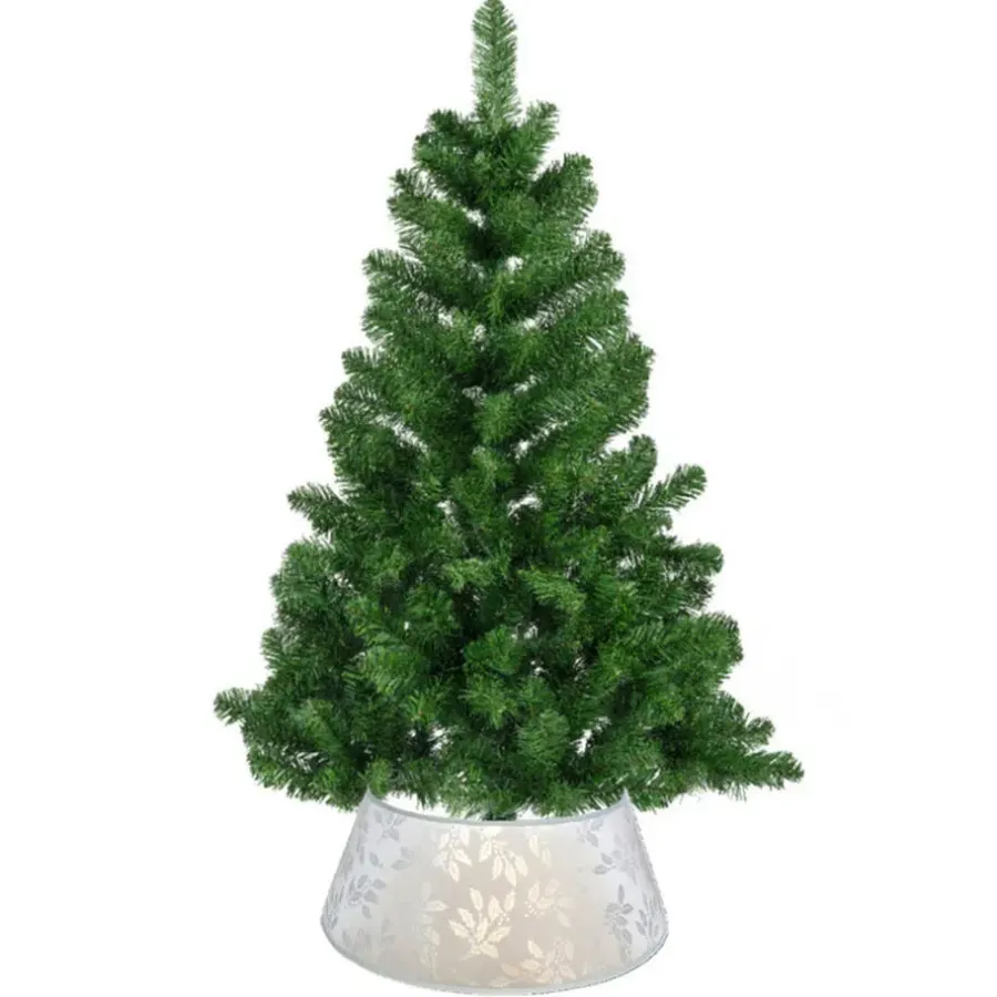 Kerstdecoratie-Gerimport Kerstboomrok - zilver - D36 - voor kerstboom 120-150 cm