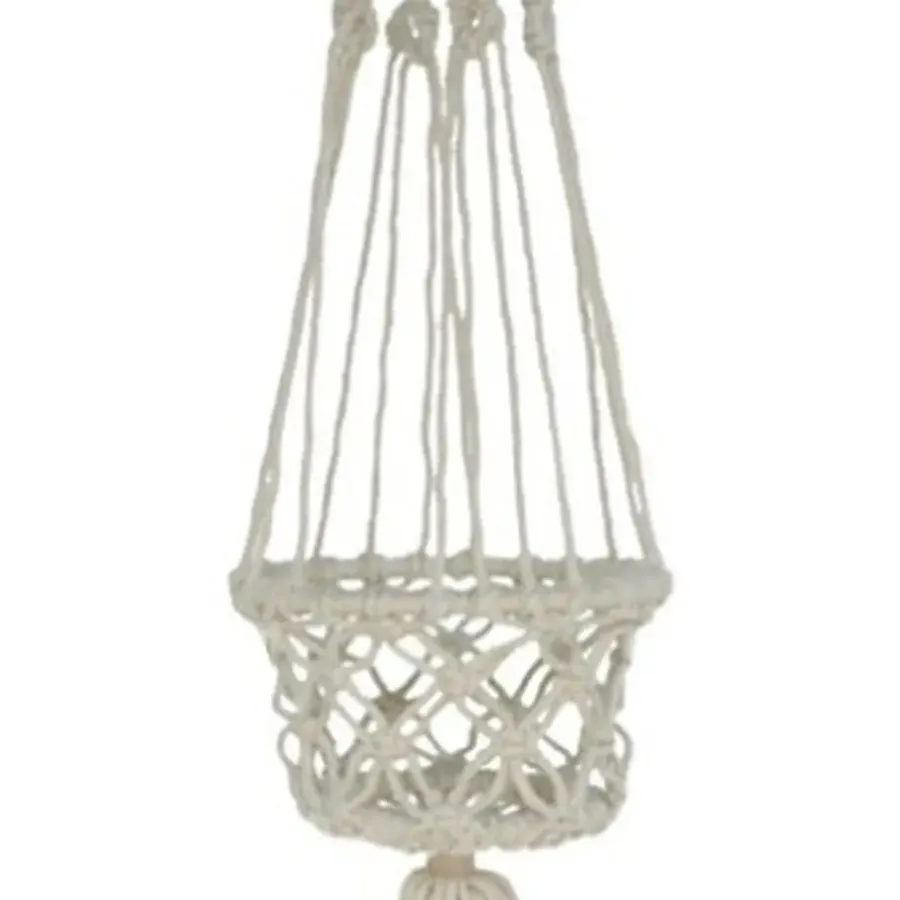 Gerimport plantenpot - macrame touw - Ibiza stijl - plantenhanger