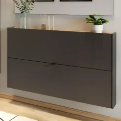 Schoenenkasten-Germania Schoenenkast Elton - 140 x 19 x 85 cm - Grafietgrijs design