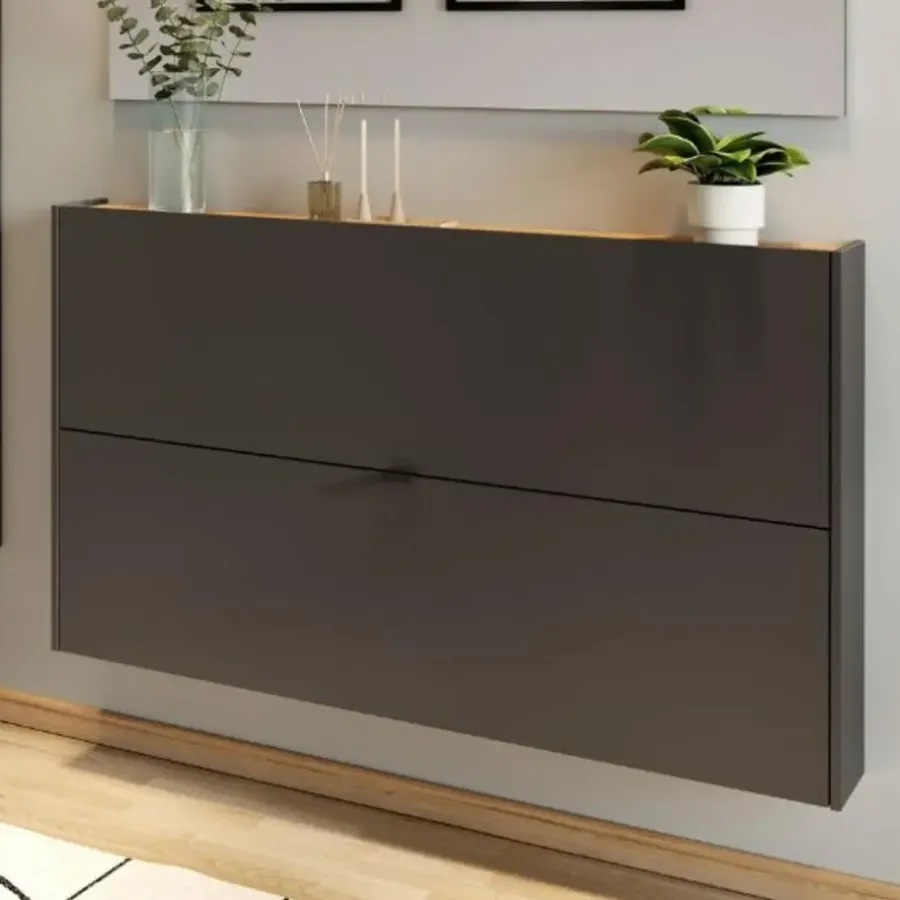 Schoenenkasten-Germania Schoenenkast Elton - 140 x 19 x 85 cm - Grafietgrijs design