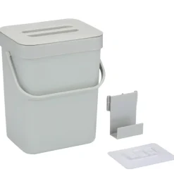 Merkloos Gft afvalbakje voor aanrecht - 5L - grijs - 24 x 19 x 14 cm