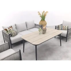Loungesets-Garden Impressions GI Diamo stoel/bank lounge-diningset (4-delig) - Carbon Black/Zand