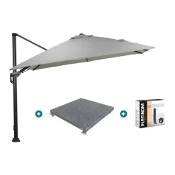 Garden Impressions GI Hawaii zweefparasol Deluxe 300 x 300 cm. - Zand - met voet en hoes