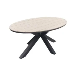 Tuinsets-Garden Impressions GI Margriet zwart/zand / Edison 180 x 115 cm. tafel - ovale tuinset