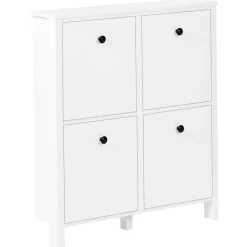 Schoenenkasten-Leen Bakker GIBSON - Schoenenkast 4 vakken - Wit - MDF