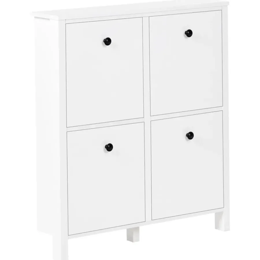 Schoenenkasten-Leen Bakker GIBSON - Schoenenkast 4 vakken - Wit - MDF