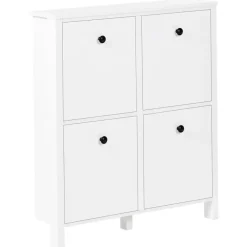 Schoenenkasten-Leen Bakker GIBSON - Schoenenkast 4 vakken - Wit - MDF