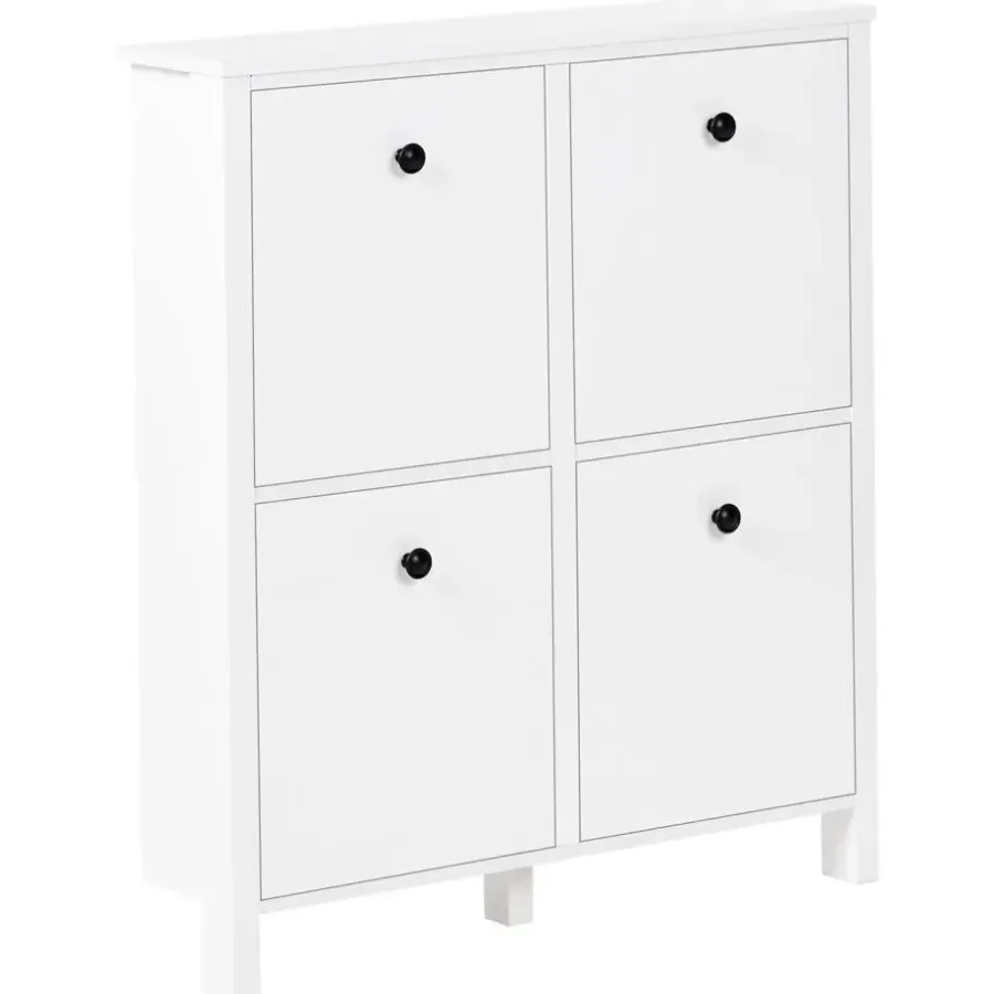 Schoenenkasten-Leen Bakker GIBSON - Schoenenkast 4 vakken - Wit - MDF