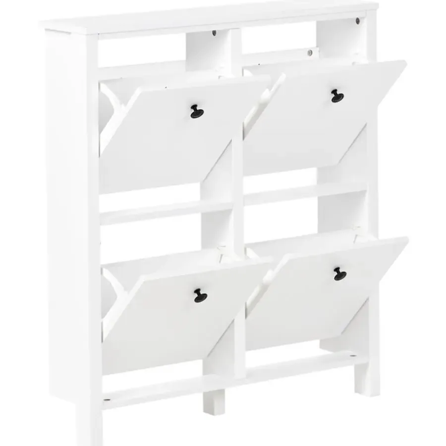 Schoenenkasten-Leen Bakker GIBSON - Schoenenkast 4 vakken - Wit - MDF