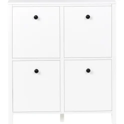 Schoenenkasten-Leen Bakker GIBSON - Schoenenkast 4 vakken - Wit - MDF