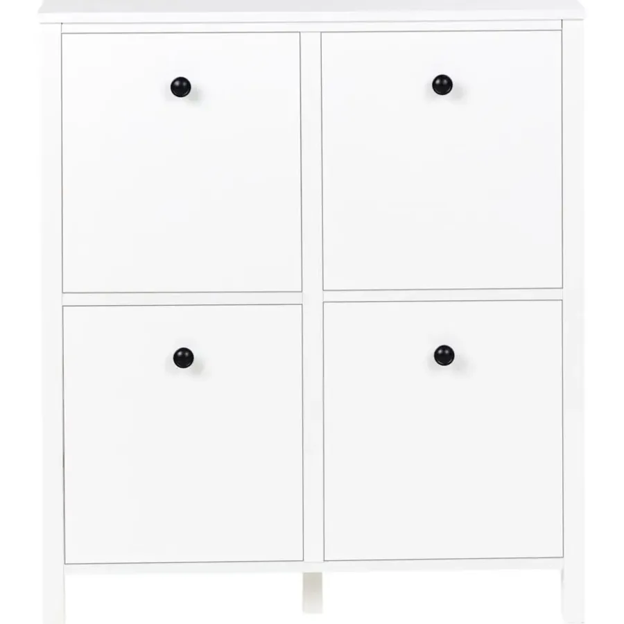 Schoenenkasten-Leen Bakker GIBSON - Schoenenkast 4 vakken - Wit - MDF