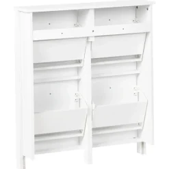 Schoenenkasten-Leen Bakker GIBSON - Schoenenkast 4 vakken - Wit - MDF