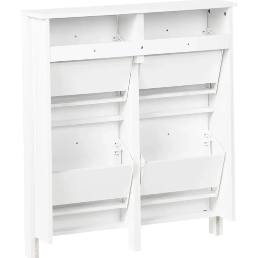 Schoenenkasten-Leen Bakker GIBSON - Schoenenkast 4 vakken - Wit - MDF