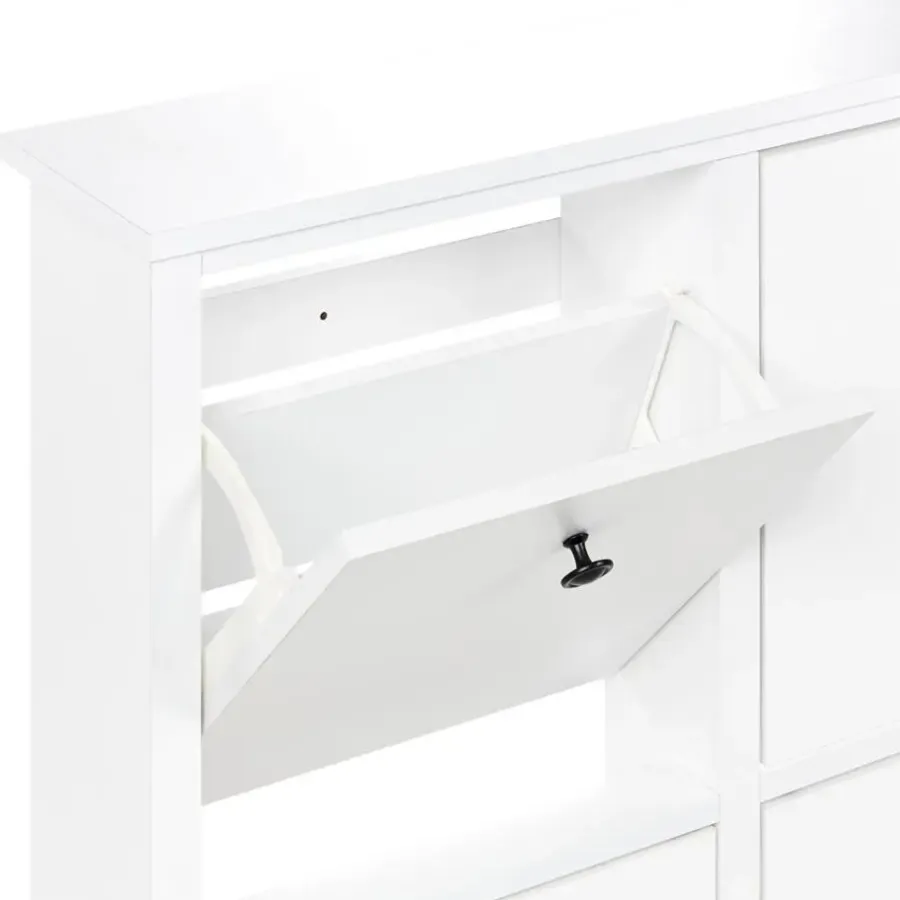 Schoenenkasten-Leen Bakker GIBSON - Schoenenkast 4 vakken - Wit - MDF