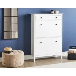 Schoenenkasten-Leen Bakker GIBSON - Schoenenkast 2 vakken - Wit - MDF