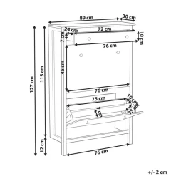 Schoenenkasten-Leen Bakker GIBSON - Schoenenkast 2 vakken - Wit - MDF