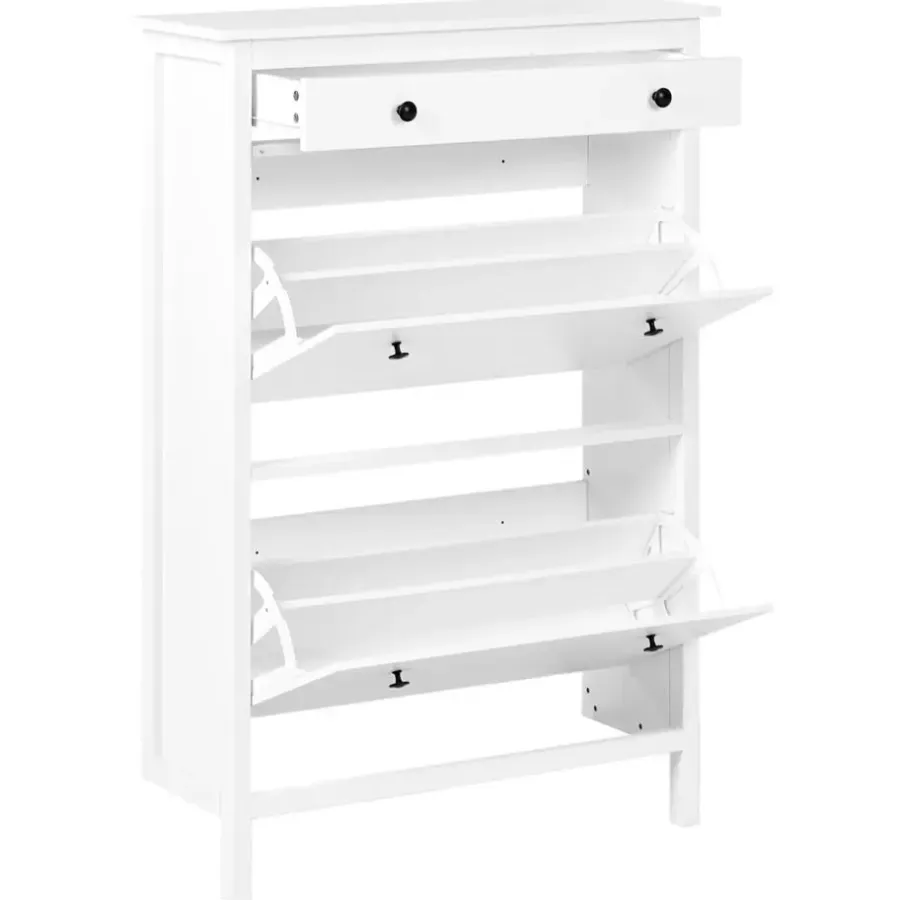 Schoenenkasten-Leen Bakker GIBSON - Schoenenkast 2 vakken - Wit - MDF