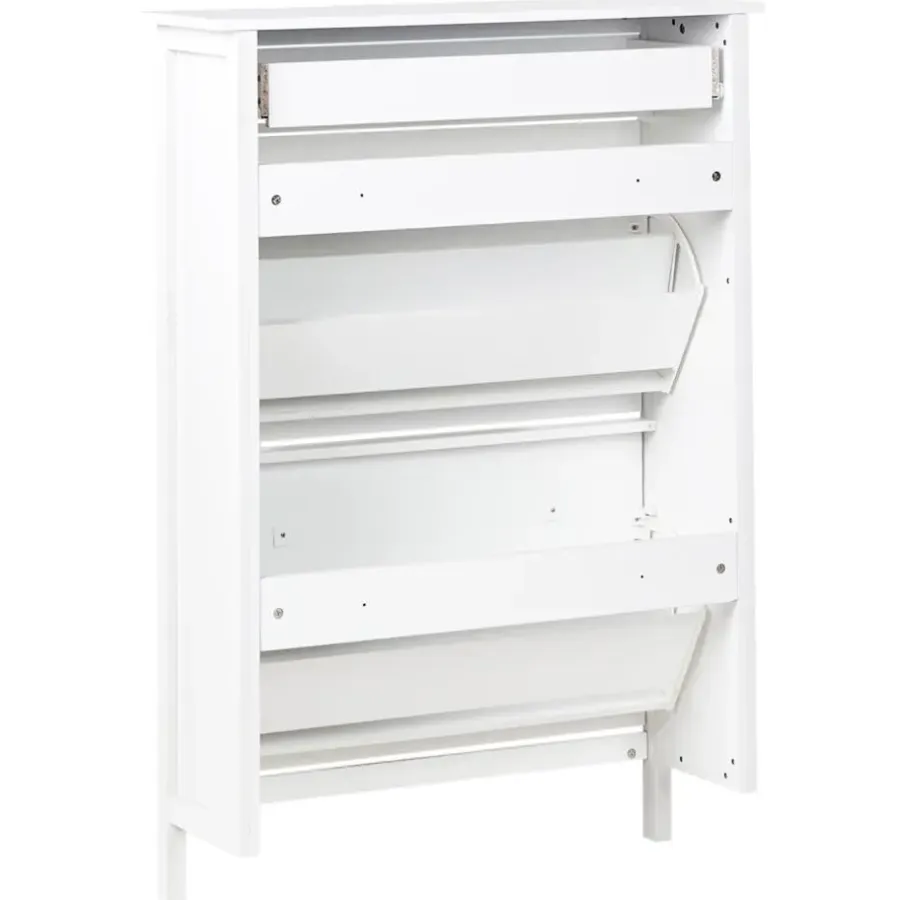 Schoenenkasten-Leen Bakker GIBSON - Schoenenkast 2 vakken - Wit - MDF
