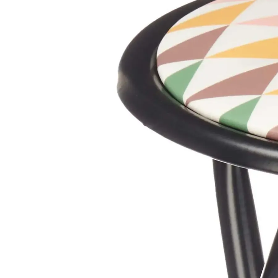 Giftdecor Bijzet krukje/stoel - Opvouwbaar - zwart/patroon - 45cm