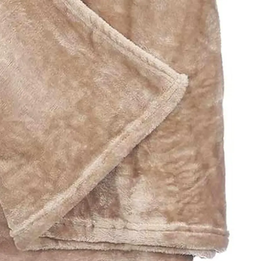 Giftdecor Fleece deken/plaid - beige - polyester - 130 x 160 cm