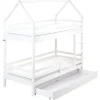 Kinderbedden-Beliani GIRGOLS - Stapelbed met opbergruimte - Wit - 90 x 200 cm - Dennenhout