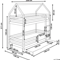Kinderbedden-Beliani GIRGOLS - Stapelbed met opbergruimte - Wit - 90 x 200 cm - Dennenhout